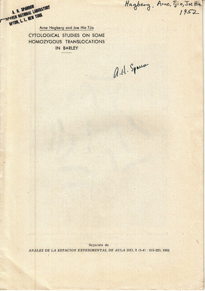 Cytological Studies on Some Homozygous Translocations in Barley